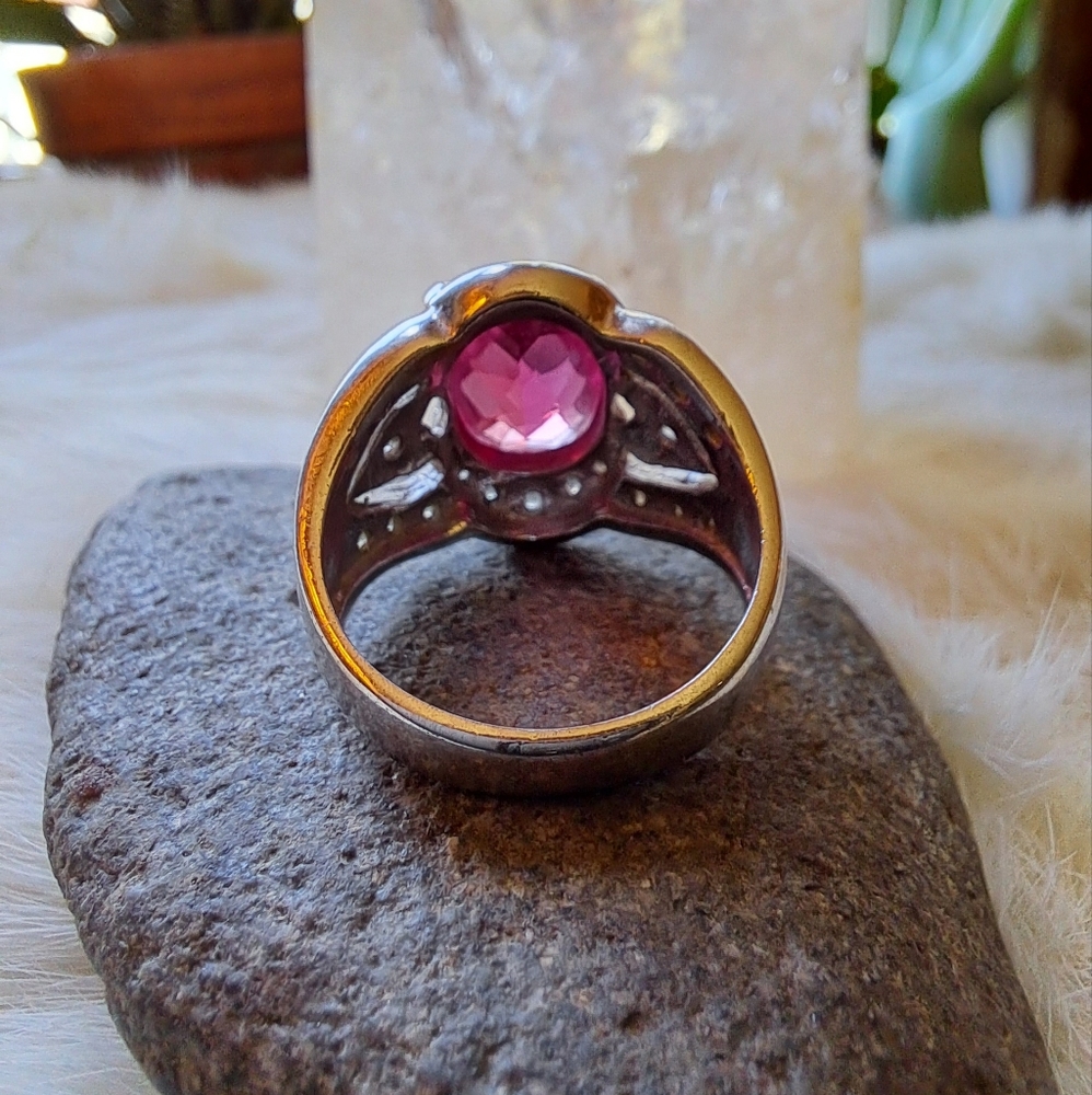 Sterling Silver & Ruby Ring - Size 7 - image 7